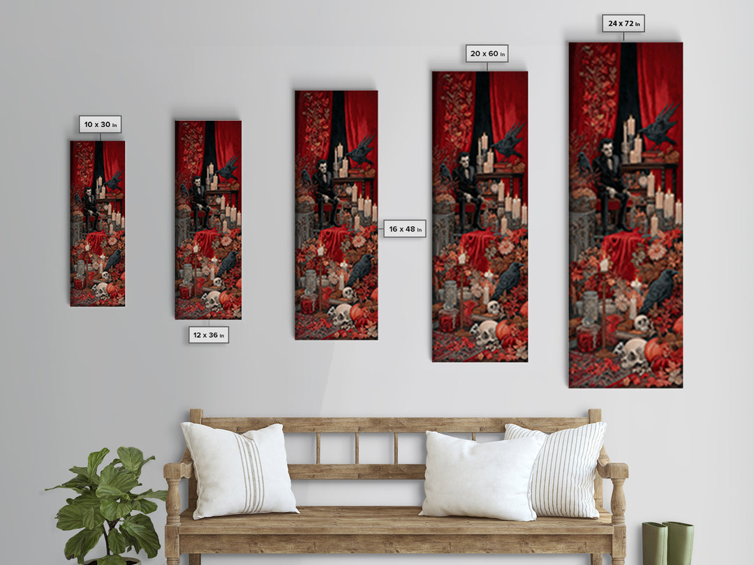 The Velvet Vampire Conservatory - Occult Still Life, Occult Wall Decor, Tall Narrow Wall Art, Canvas Print, Halloween Home Decor