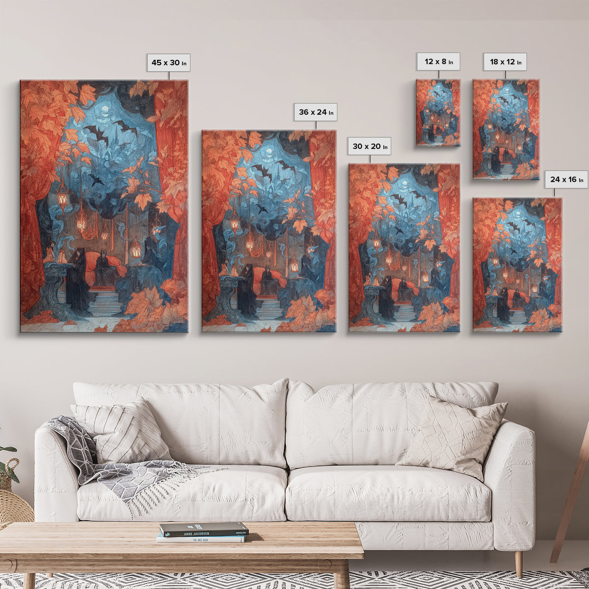 The Velvet Vampire Conservatory - Procession Scene, Occult Wall Decor, Vertical Wall Art, Canvas Print, Halloween Home Decor