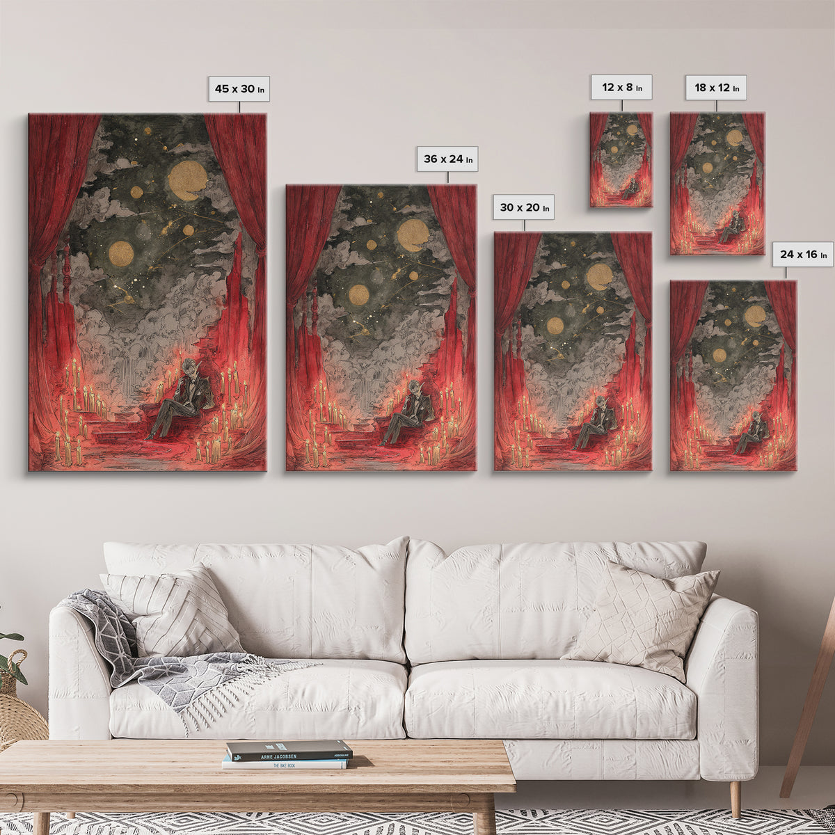 The Velvet Vampire Conservatory - Surreal Celestial Vision, Dark Fantasy Wall Art, Vertical Wall Art, Canvas Print, Halloween Home Decor