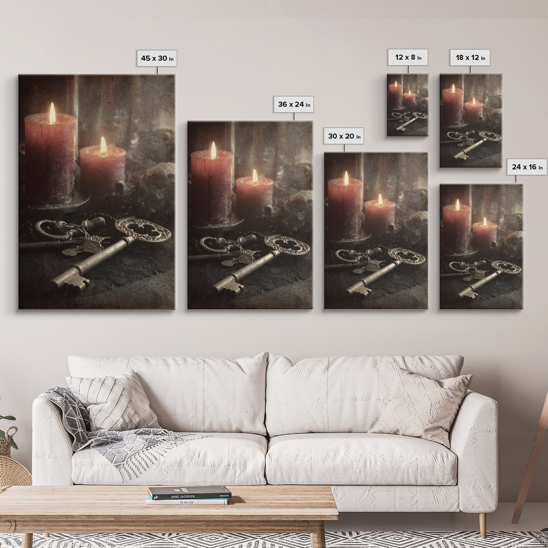 The Bone Key Still Life - Icon Portrait, Occult Wall Decor, Vertical Wall Art, Canvas Print, Halloween Home Decor, Gothic Wall Art