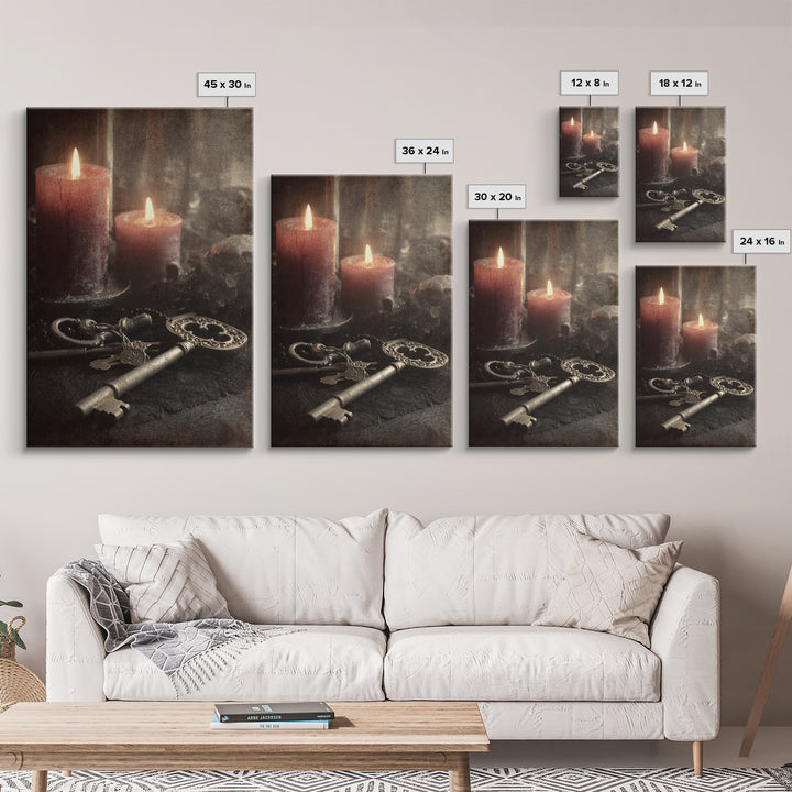 The Bone Key Still Life - Icon Portrait, Occult Wall Decor, Vertical Wall Art, Canvas Print, Halloween Home Decor, Gothic Wall Art