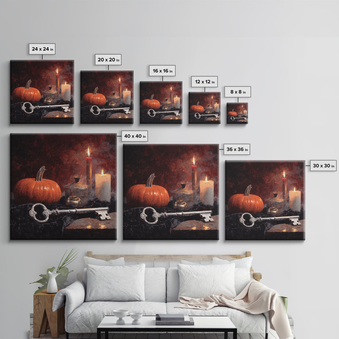The Bone Key Still Life - Icon Portrait, Halloween Wall Art, Square Wall Art, Framed Canvas Print, Halloween Home Decor, Gothic Wall Art