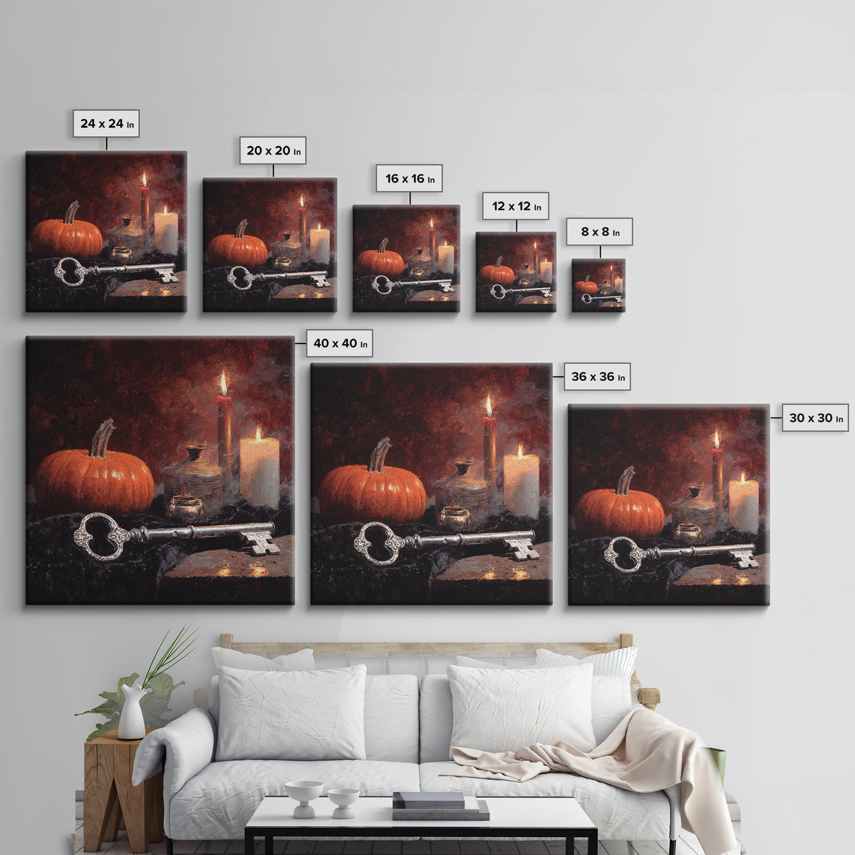 The Bone Key Still Life - Icon Portrait, Halloween Wall Art, Square Wall Art, Framed Canvas Print, Halloween Home Decor, Gothic Wall Art