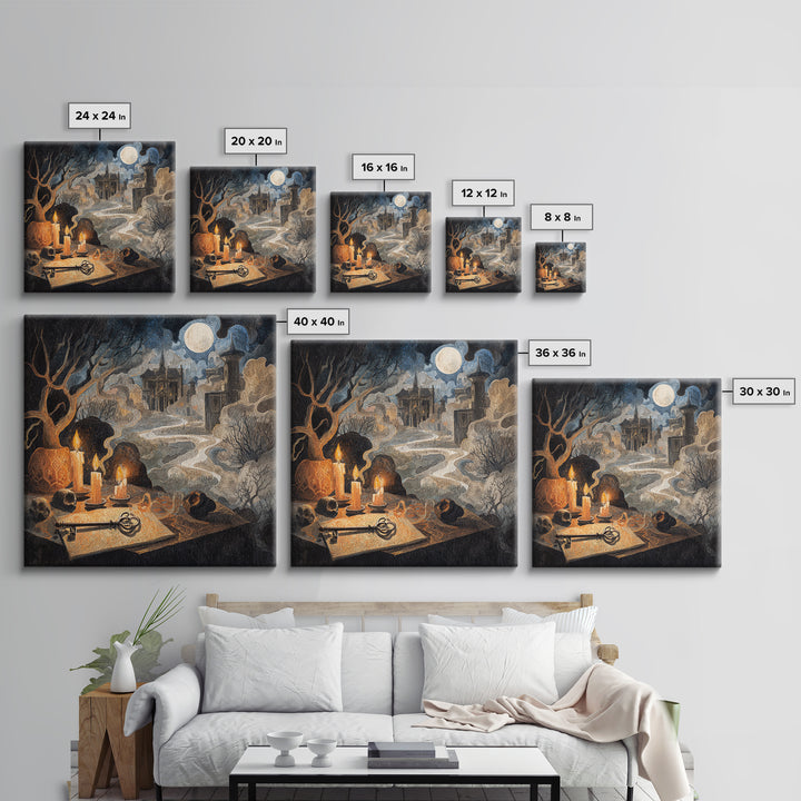 The Bone Key Still Life - Environmental Panorama, Gothic Home Decor, Square Wall Art, Canvas Print, Halloween Home Decor, Gothic Wall Art