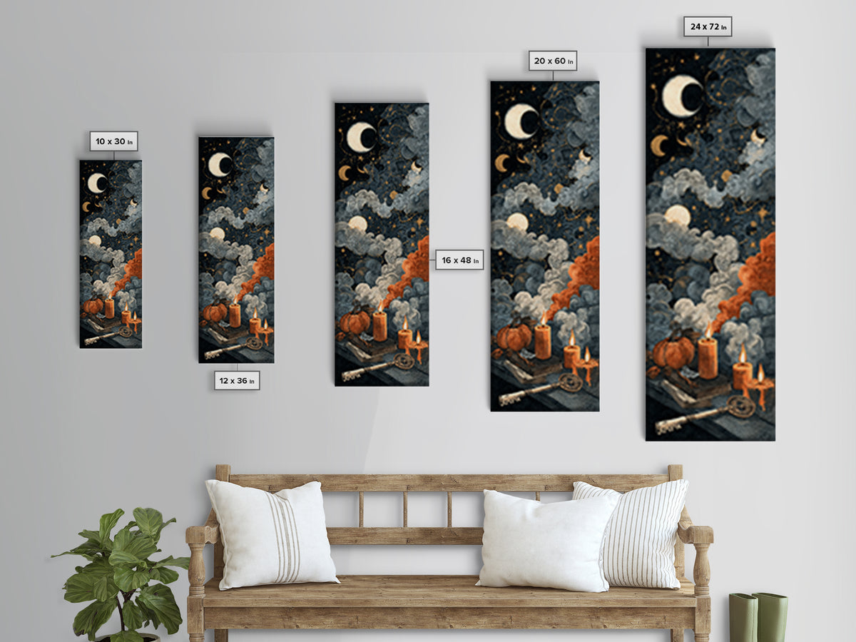 The Bone Key Still Life - Surreal Celestial Vision, Gothic Home Decor, Tall Narrow Wall Art, Canvas Print, Halloween Home Decor