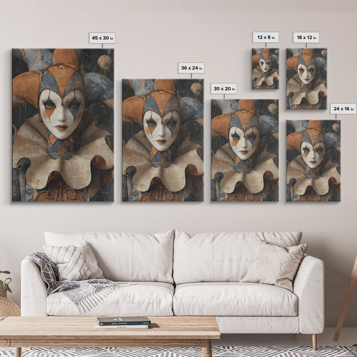 The Haunted Harlequin Doll - Icon Portrait, Dark Fantasy Wall Art, Vertical Wall Art, Canvas Print, Halloween Home Decor, Gothic Wall Art