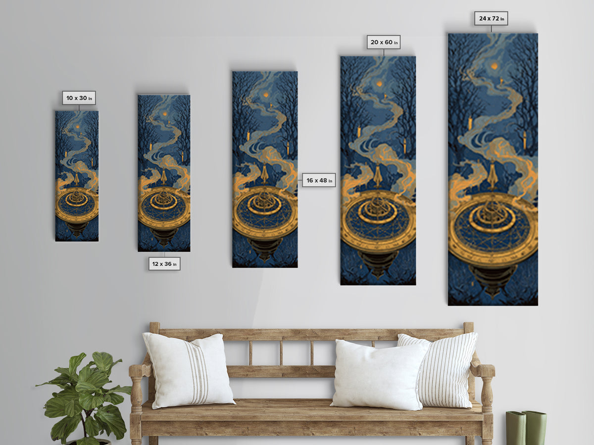 The Cursed Astrolabe - Icon Portrait, Halloween Wall Art, Tall Narrow Wall Art, Framed Canvas Print, Halloween Home Decor, Gothic Wall Art
