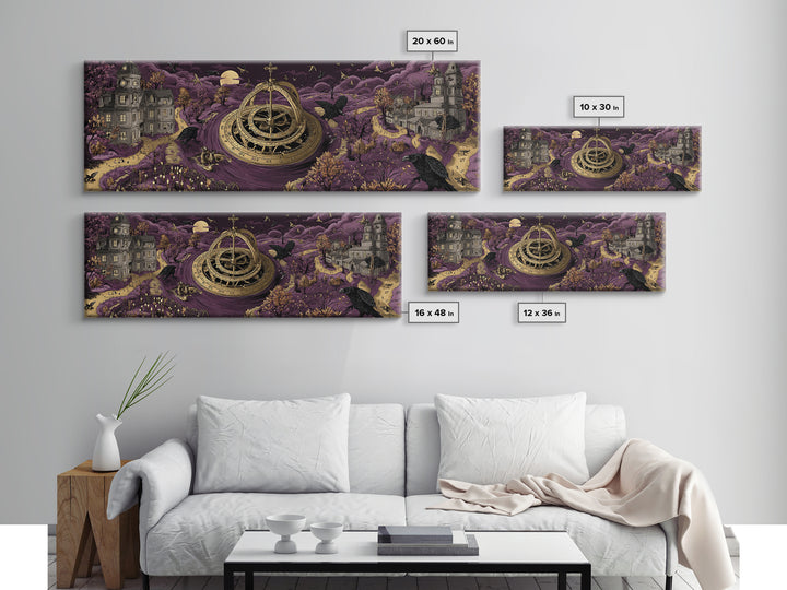 The Cursed Astrolabe - Environmental Panorama, Occult Wall Decor, Extra Wide Wall Art, Canvas Print, Halloween Home Decor, Gothic Wall Art
