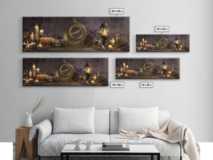 The Cursed Astrolabe - Occult Still Life, Halloween Wall Art, Extra Wide Wall Art, Framed Canvas Print, Halloween Home Decor
