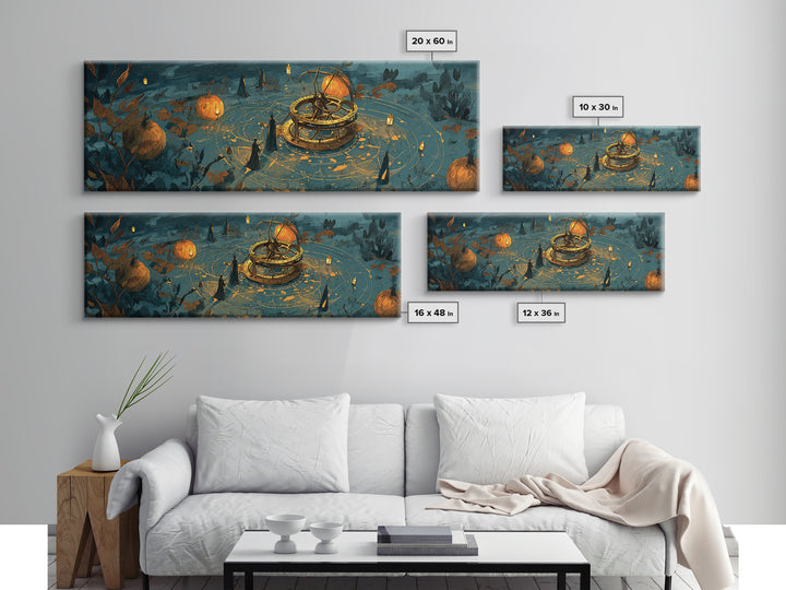 The Cursed Astrolabe - Procession Scene, Occult Wall Decor, Extra Wide Wall Art, Canvas Print, Halloween Home Decor, Gothic Wall Art