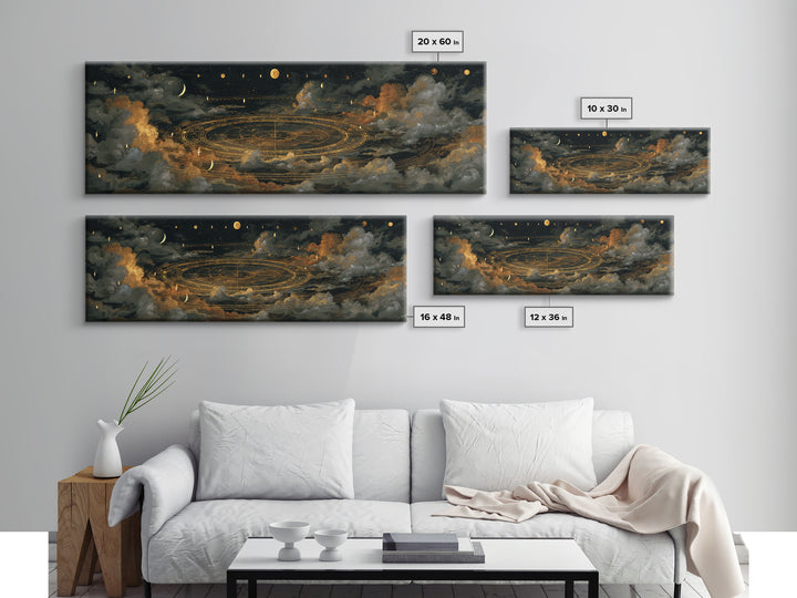 The Cursed Astrolabe - Surreal Celestial Vision, Gothic Home Decor, Extra Wide Wall Art, Canvas Print, Halloween Home Decor, Gothic Wall Art