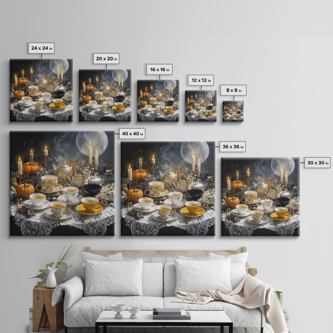 The Haunted Teacup Seance - Occult Still Life, Gothic Home Decor, Square Wall Art, Canvas Print, Halloween Home Decor, Gothic Wall Art