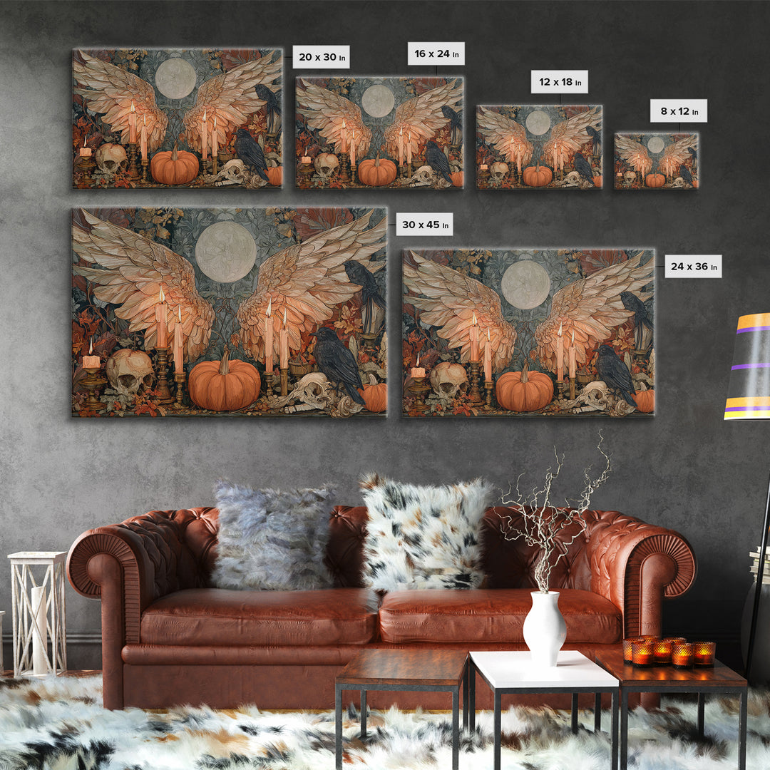 The Pumpkin-Winged Angel - Occult Still Life, Occult Wall Decor, Landscape Wall Art, Canvas Print, Halloween Home Decor, Gothic Wall Art