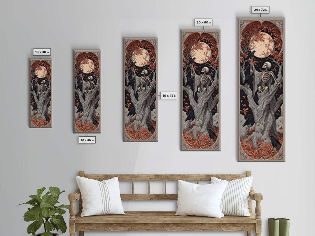 The Skeleton Cartographer - Icon Portrait, Occult Wall Decor, Tall Narrow Wall Art, Canvas Print, Halloween Home Decor, Gothic Wall Art