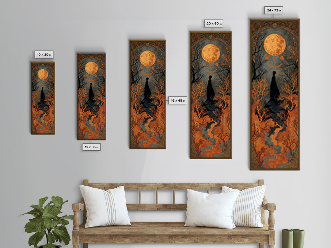 The Witch Astronomical Cabinet - Icon Portrait, Spooky Wall Decor, Tall Narrow Wall Art, Framed Canvas Print, Halloween Home Decor