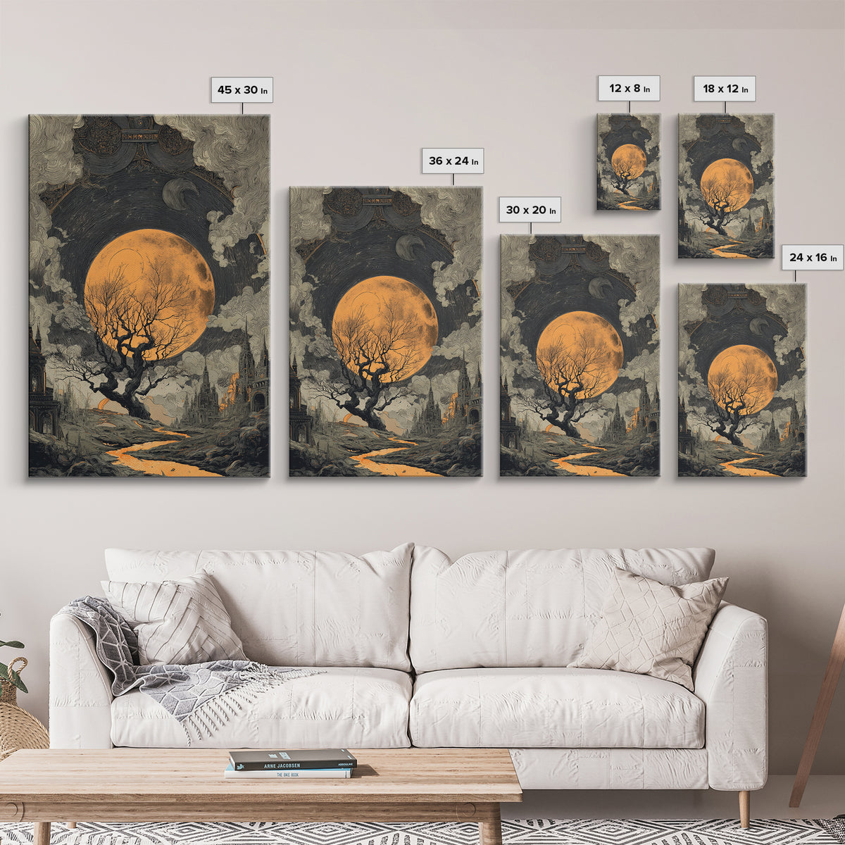 The Witch Astronomical Cabinet - Environmental Panorama, Macabre Halloween Art, Vertical Wall Art, Framed Canvas Print, Halloween Home Decor