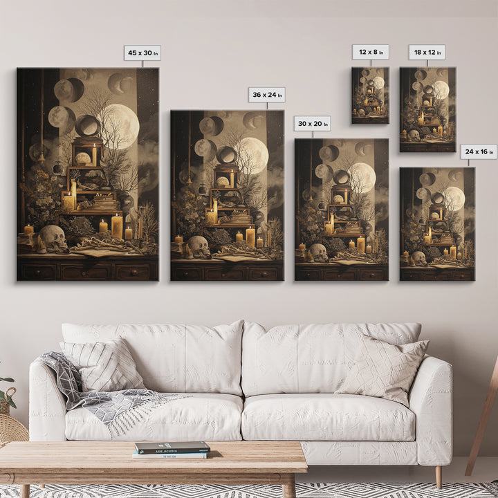 The Witch Astronomical Cabinet - Occult Still Life, Gothic Home Decor, Vertical Wall Art, Canvas Print, Halloween Home Decor