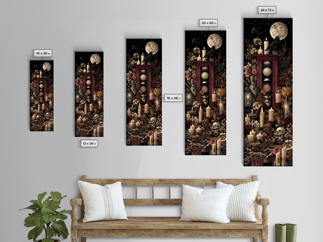 The Witch Astronomical Cabinet - Occult Still Life, Spooky Wall Decor, Tall Narrow Wall Art, Framed Canvas Print, Halloween Home Decor