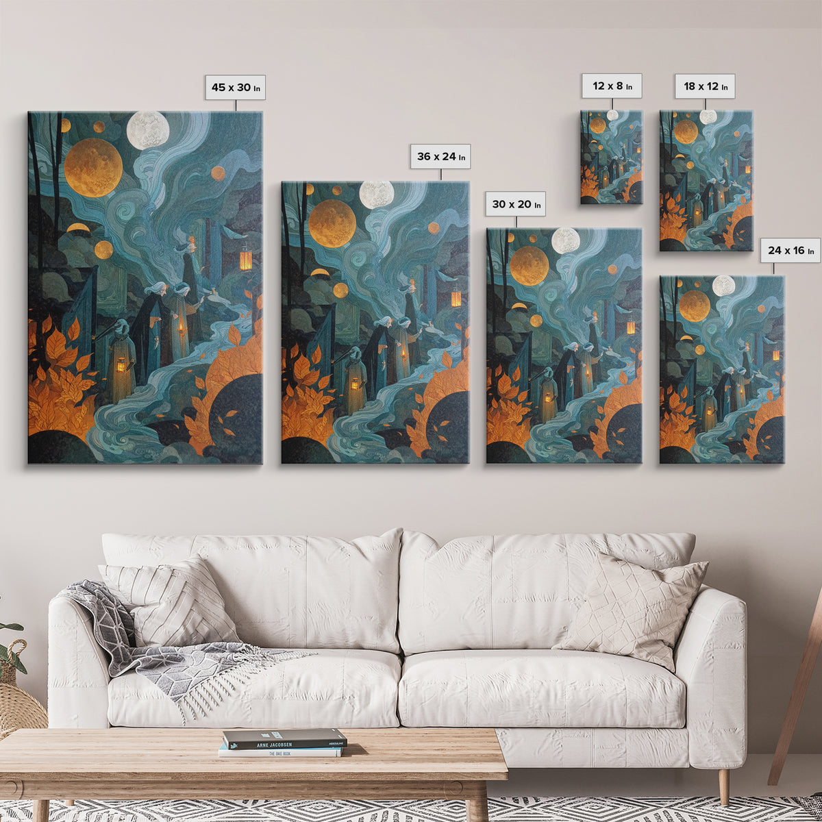 The Witch Astronomical Cabinet - Procession Scene, Dark Fantasy Wall Art, Vertical Wall Art, Canvas Print, Halloween Home Decor