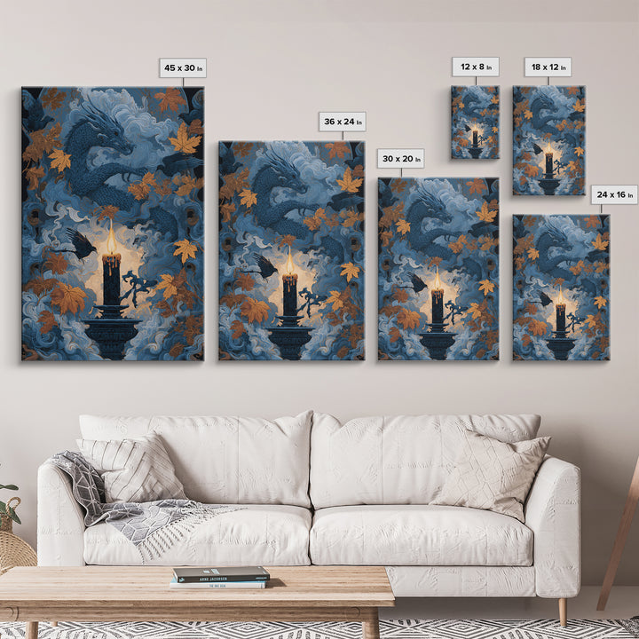 The Candle Smoke Dragon - Icon Portrait, Dark Fantasy Wall Art, Vertical Wall Art, Canvas Print, Halloween Home Decor, Gothic Wall Art