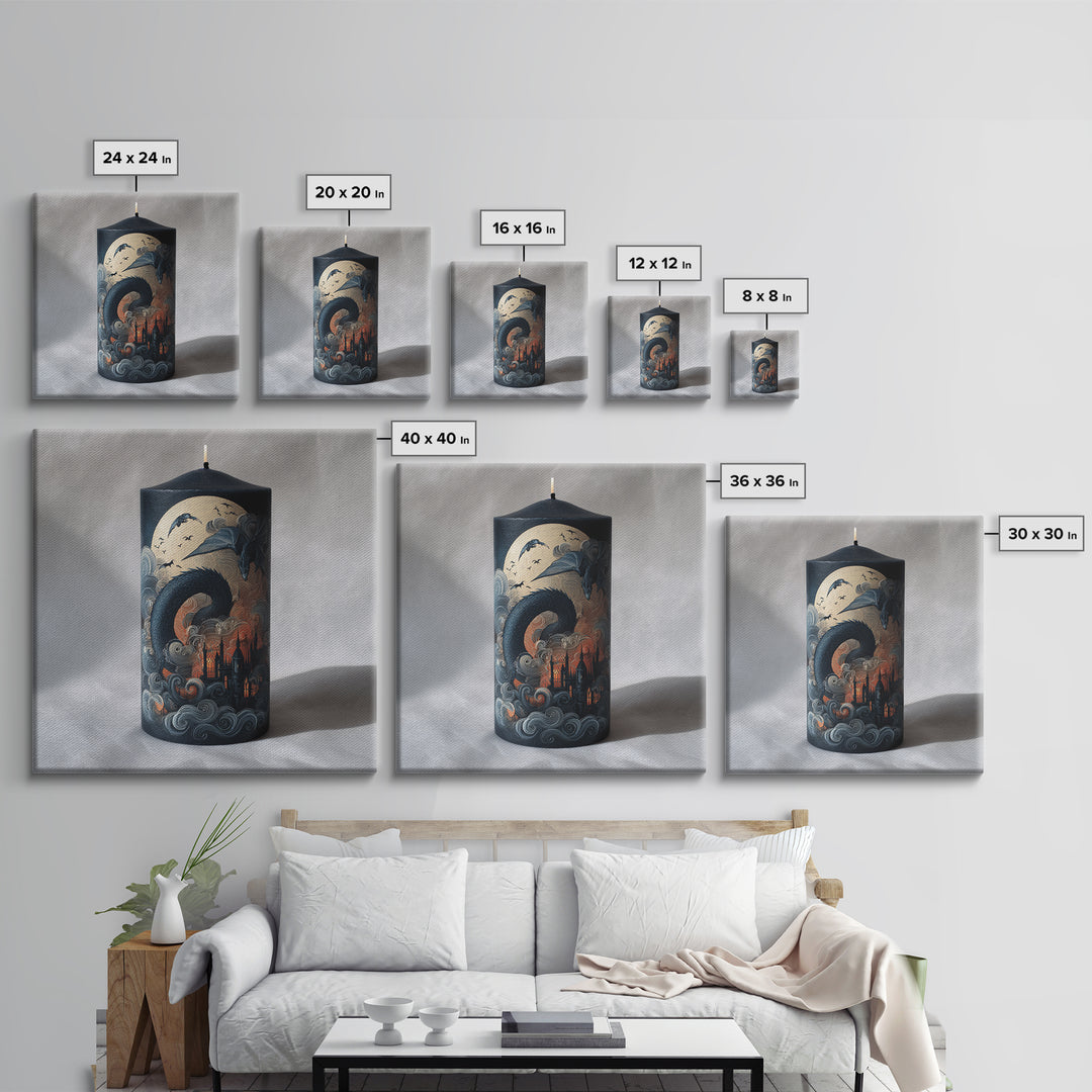 The Candle Smoke Dragon - Icon Portrait, Gothic Home Decor, Square Wall Art, Canvas Print, Halloween Home Decor, Gothic Wall Art
