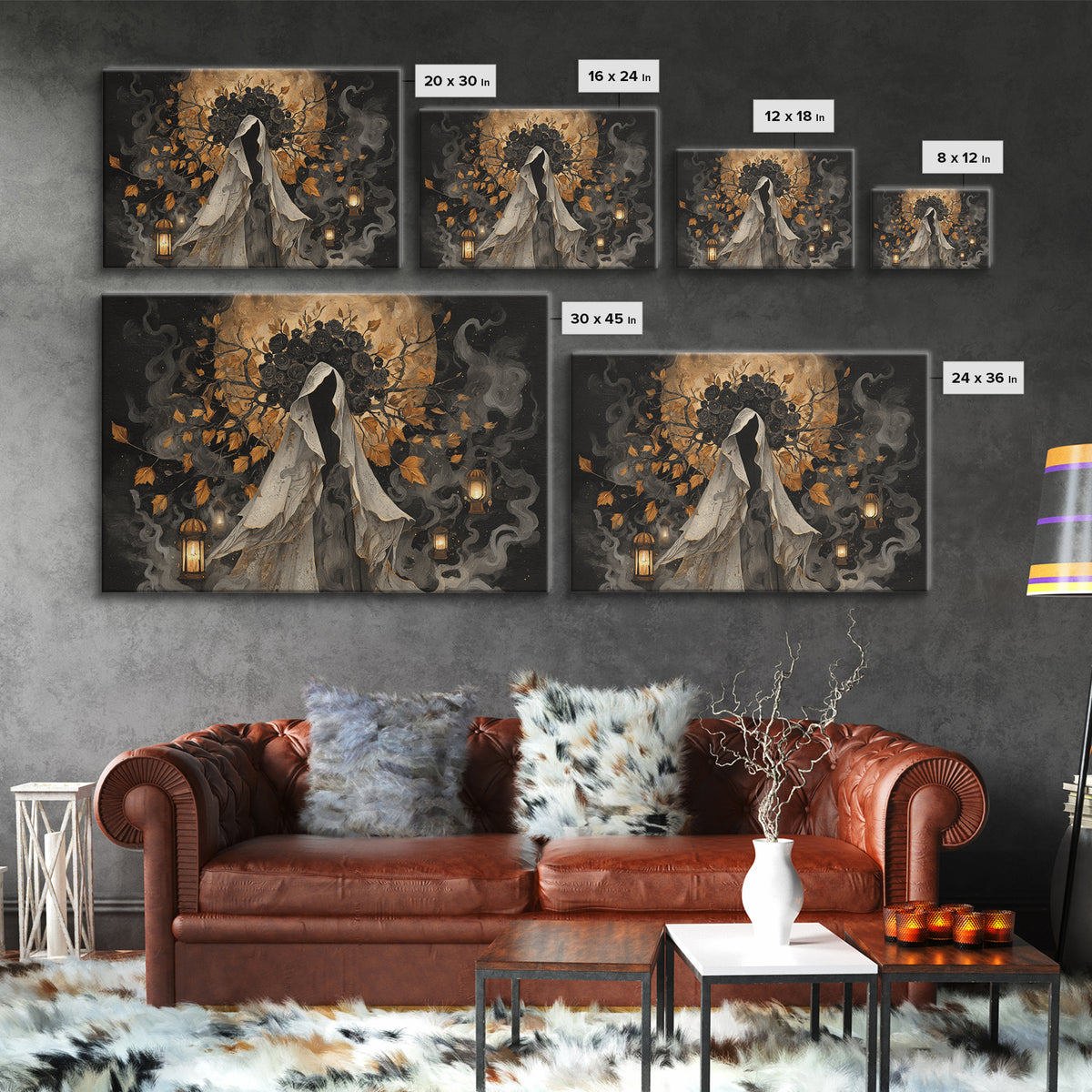 The Mourning Moth Halo - Procession Scene, Dark Fantasy Wall Art, Landscape Wall Art, Canvas Print, Halloween Home Decor, Gothic Wall Art