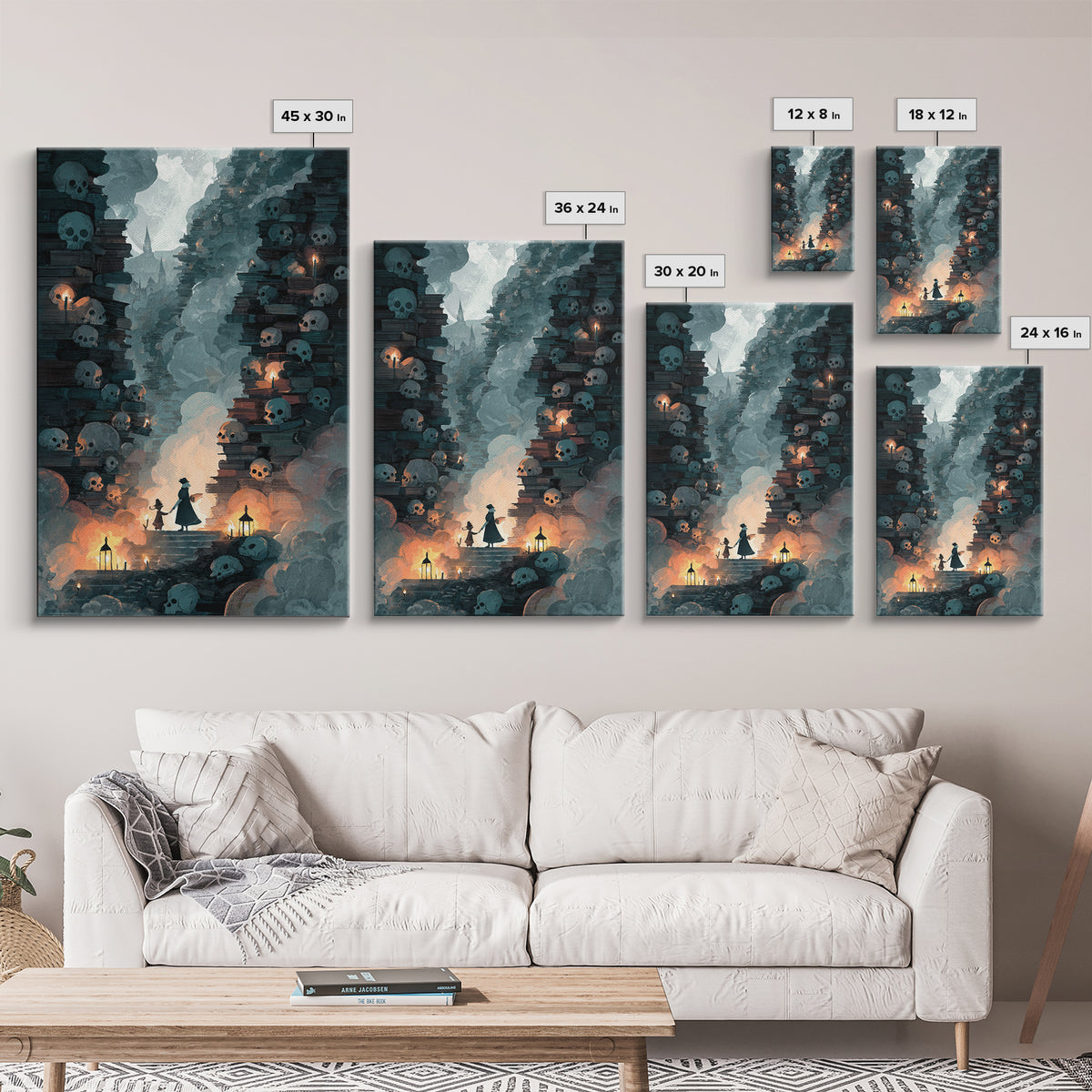 The Catacomb Library - Icon Portrait, Gothic Home Decor, Vertical Wall Art, Canvas Print, Halloween Home Decor, Gothic Wall Art