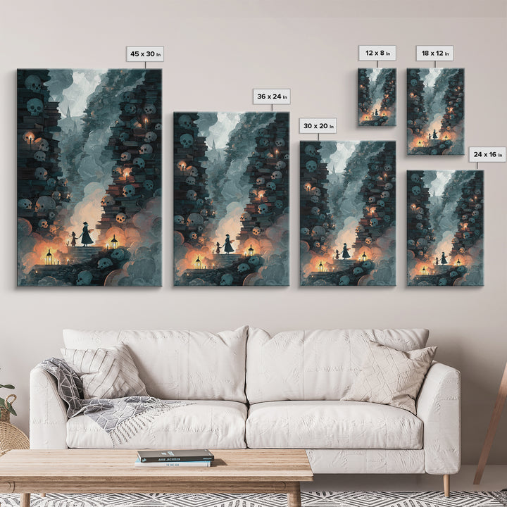 The Catacomb Library - Icon Portrait, Gothic Home Decor, Vertical Wall Art, Canvas Print, Halloween Home Decor, Gothic Wall Art