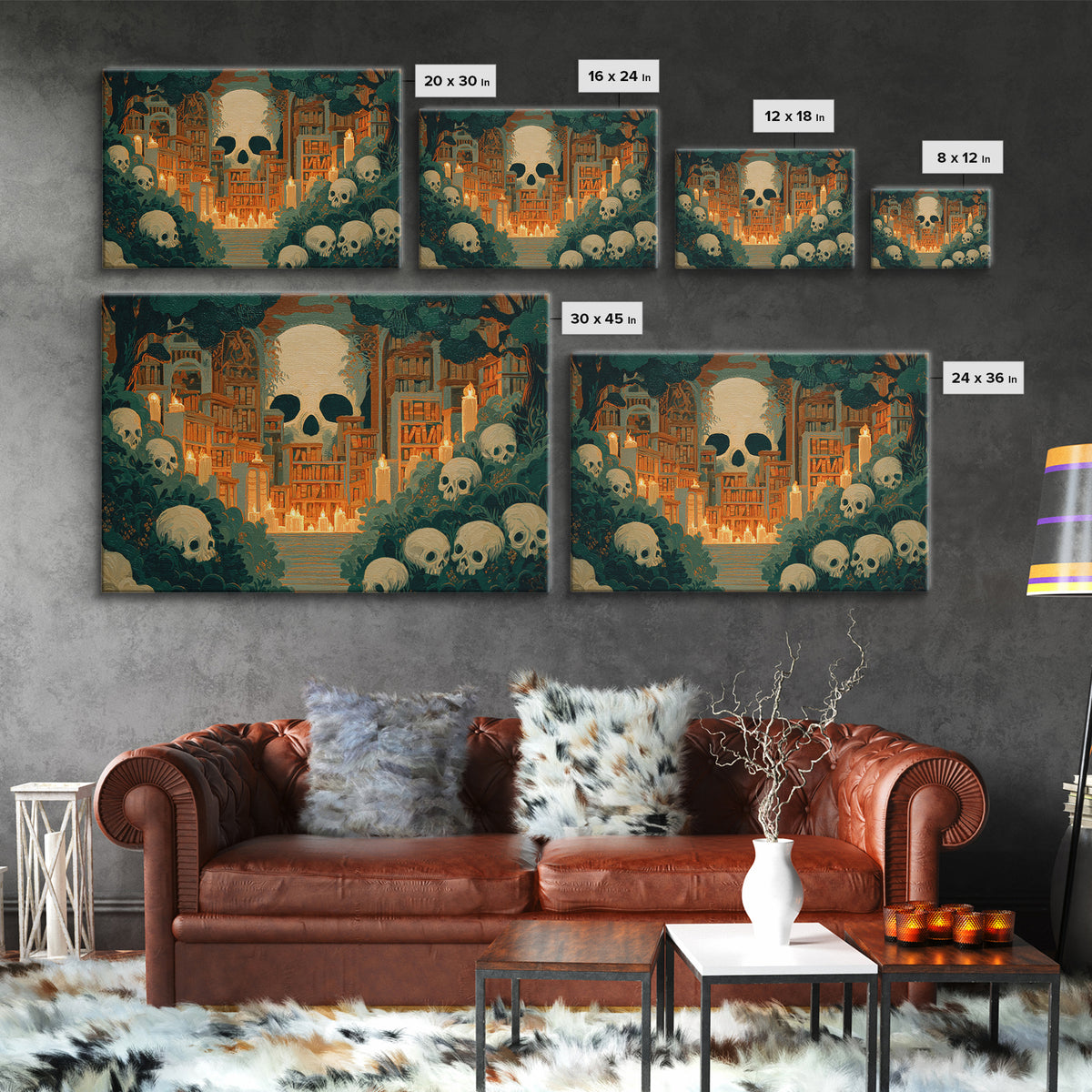 The Catacomb Library - Icon Portrait, Spooky Wall Decor, Landscape Wall Art, Framed Canvas Print, Halloween Home Decor, Gothic Wall Art