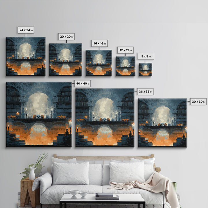 The Catacomb Library - Icon Portrait, Dark Fantasy Wall Art, Square Wall Art, Canvas Print, Halloween Home Decor, Gothic Wall Art