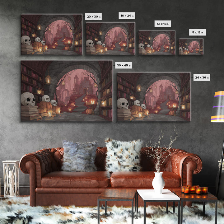The Catacomb Library - Environmental Panorama, Gothic Home Decor, Landscape Wall Art, Canvas Print, Halloween Home Decor, Gothic Wall Art