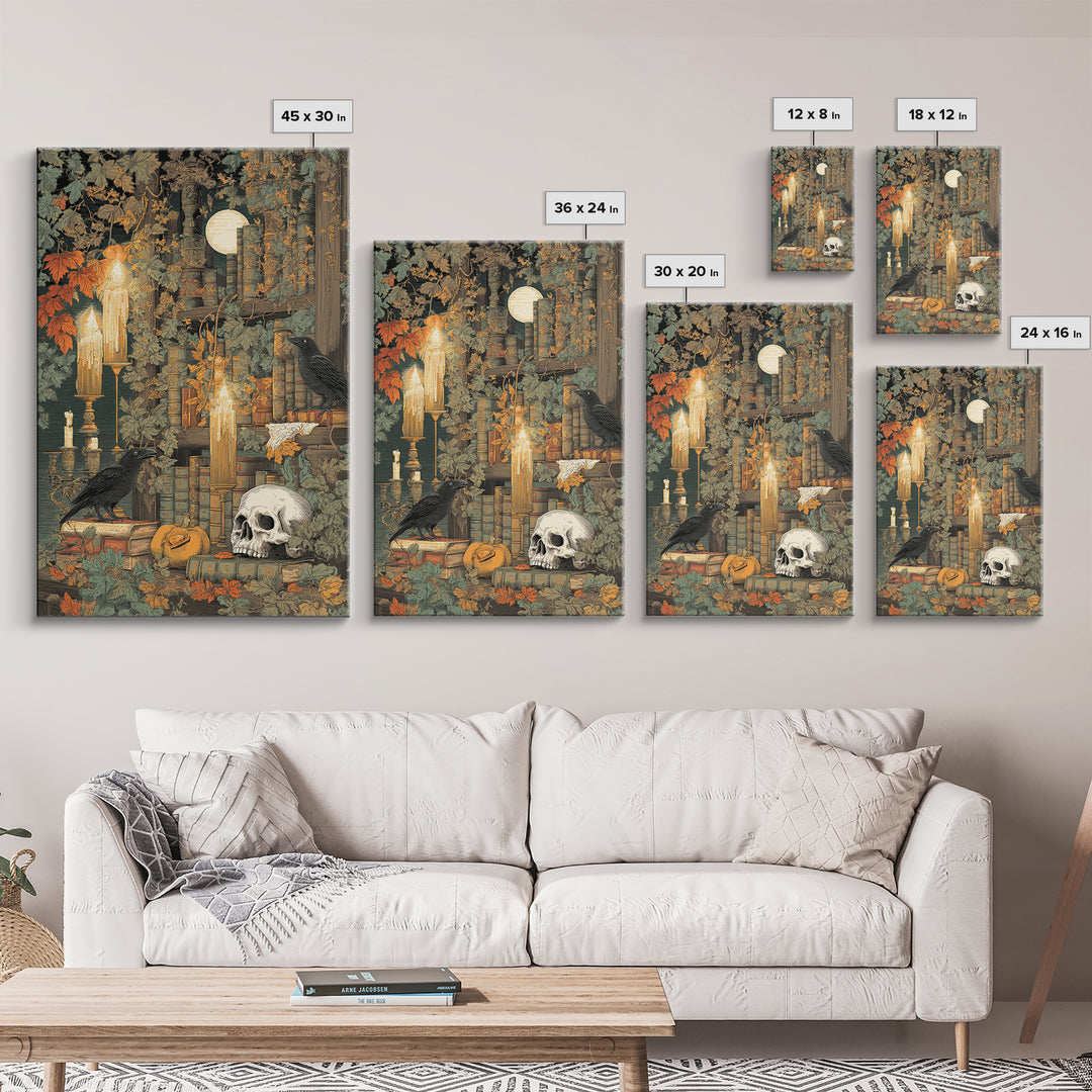 The Catacomb Library - Occult Still Life, Dark Fantasy Wall Art, Vertical Wall Art, Canvas Print, Halloween Home Decor, Gothic Wall Art