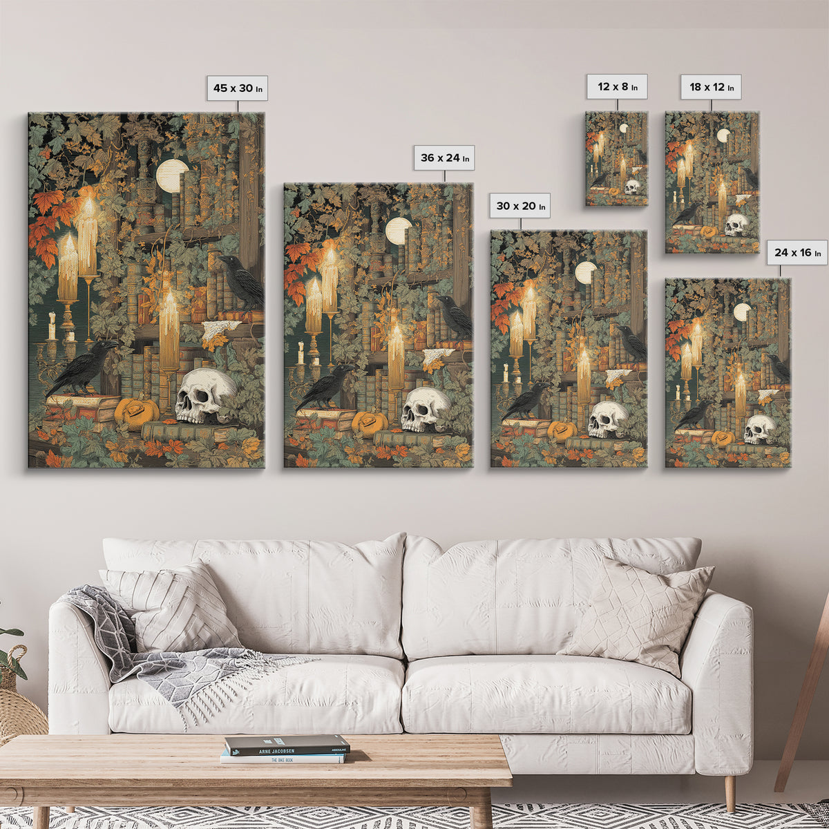 The Catacomb Library - Occult Still Life, Dark Fantasy Wall Art, Vertical Wall Art, Canvas Print, Halloween Home Decor, Gothic Wall Art