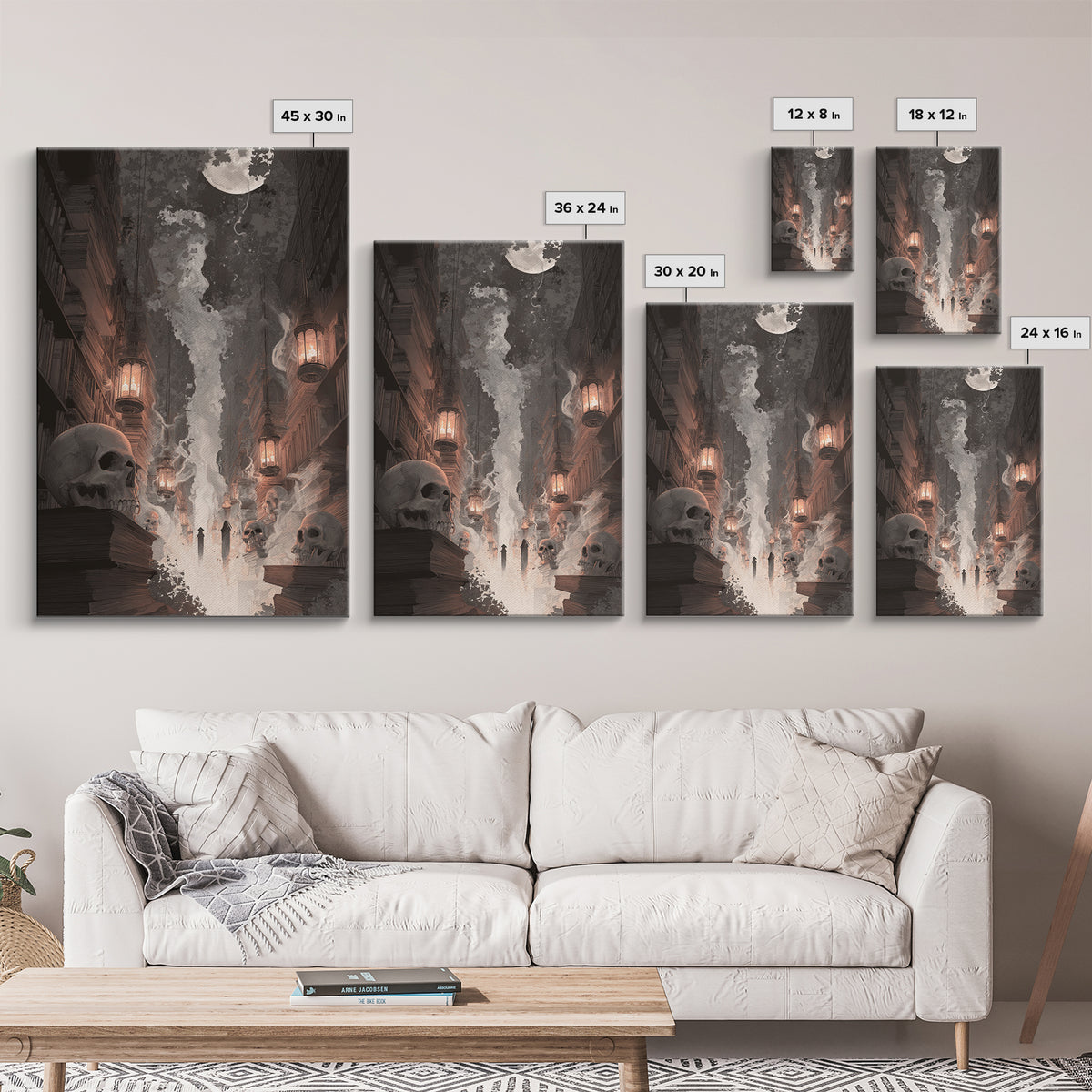The Catacomb Library - Procession Scene, Occult Wall Decor, Vertical Wall Art, Canvas Print, Halloween Home Decor, Gothic Wall Art