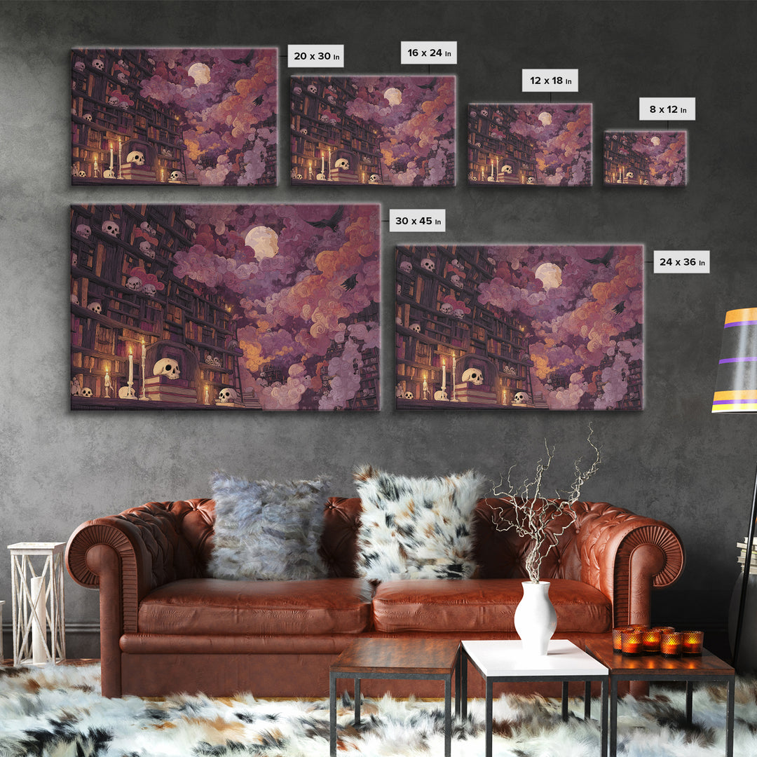 The Catacomb Library - Surreal Celestial Vision, Dark Fantasy Wall Art, Landscape Wall Art, Canvas Print, Halloween Home Decor