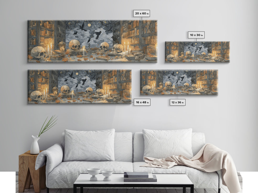 The Catacomb Library - Surreal Celestial Vision, Gothic Home Decor, Extra Wide Wall Art, Canvas Print, Halloween Home Decor, Gothic Wall Art