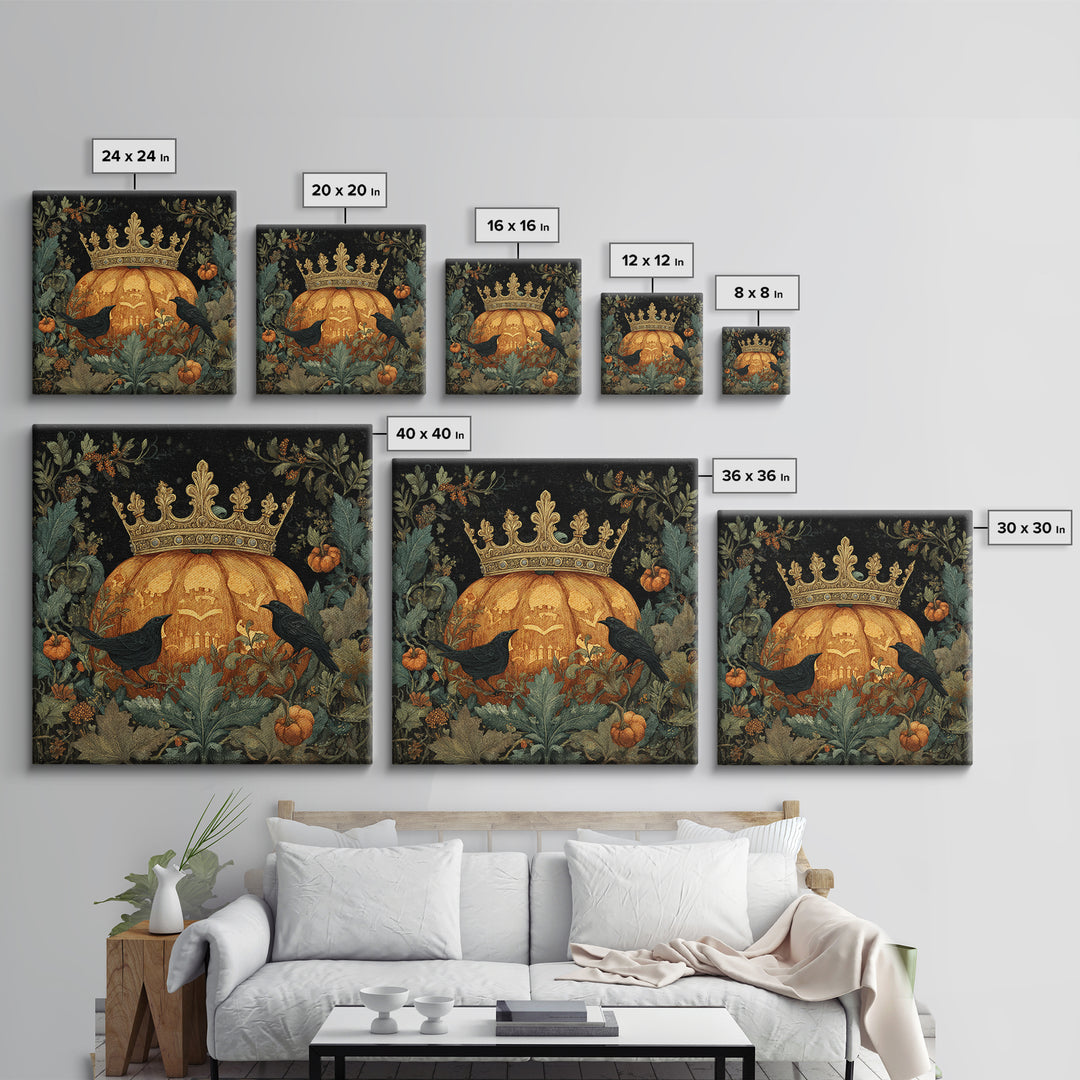 The Jack-O-Lantern Crown Jewels - Icon Portrait, Gothic Home Decor, Square Wall Art, Canvas Print, Halloween Home Decor, Gothic Wall Art