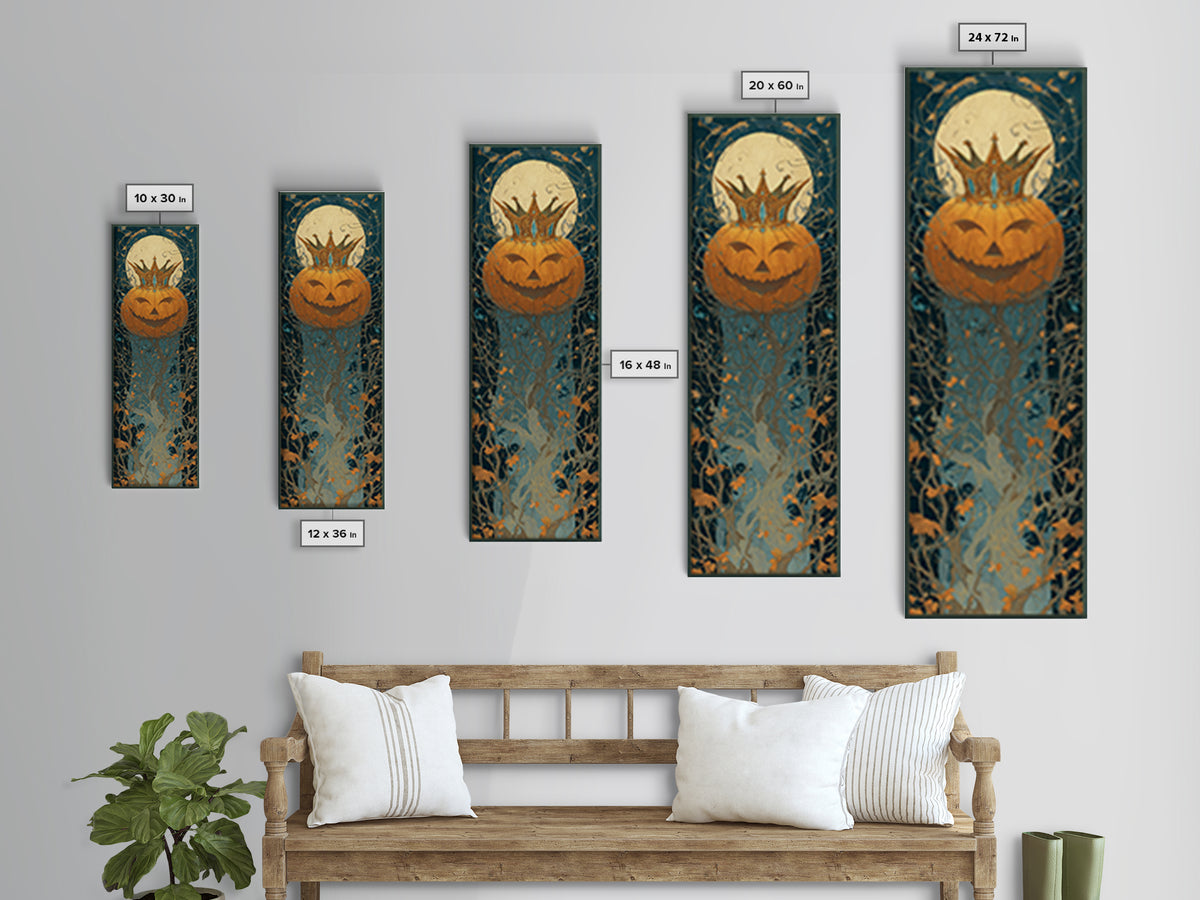 The Jack-O-Lantern Crown Jewels - Icon Portrait, Macabre Halloween Art, Tall Narrow Wall Art, Framed Canvas Print, Halloween Home Decor