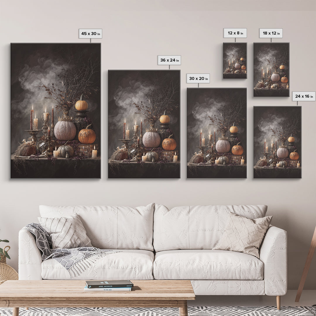 The Jack-O-Lantern Crown Jewels - Occult Still Life, Gothic Home Decor, Vertical Wall Art, Canvas Print, Halloween Home Decor