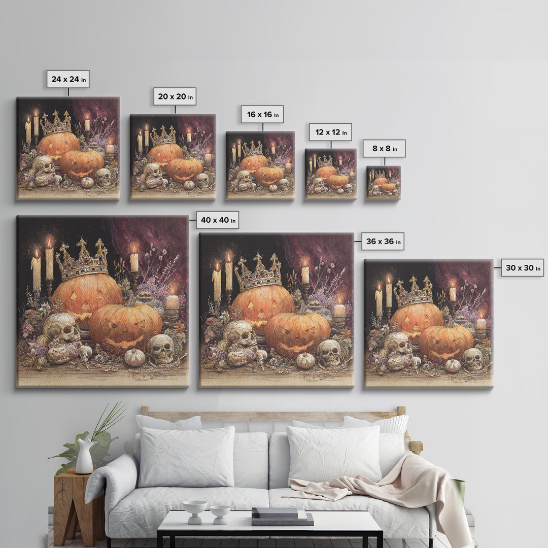 The Jack-O-Lantern Crown Jewels - Occult Still Life, Halloween Wall Art, Square Wall Art, Framed Canvas Print, Halloween Home Decor
