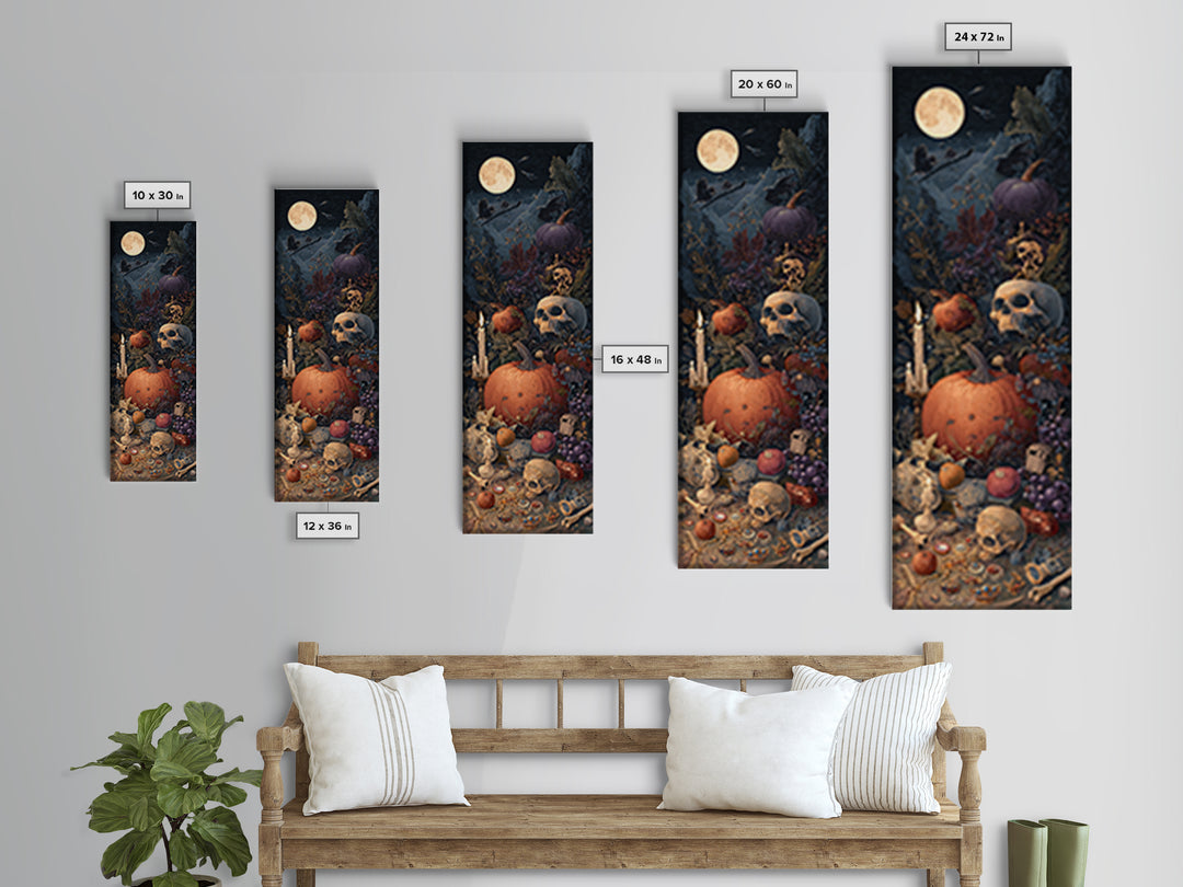 The Jack-O-Lantern Crown Jewels - Occult Still Life, Macabre Halloween Art, Tall Narrow Wall Art, Framed Canvas Print, Halloween Home Decor