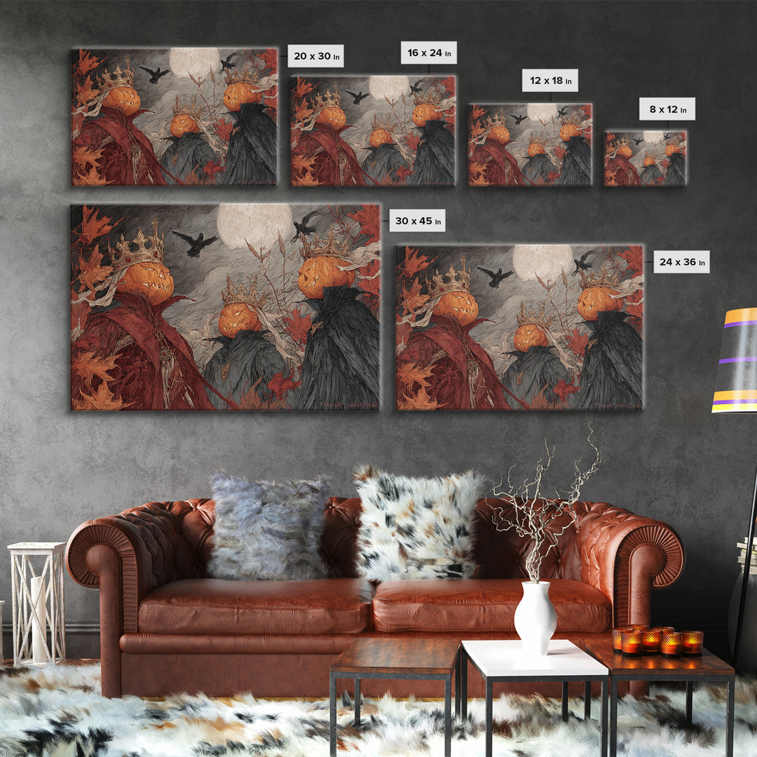 The Jack-O-Lantern Crown Jewels - Procession Scene, Dark Fantasy Wall Art, Landscape Wall Art, Canvas Print, Halloween Home Decor