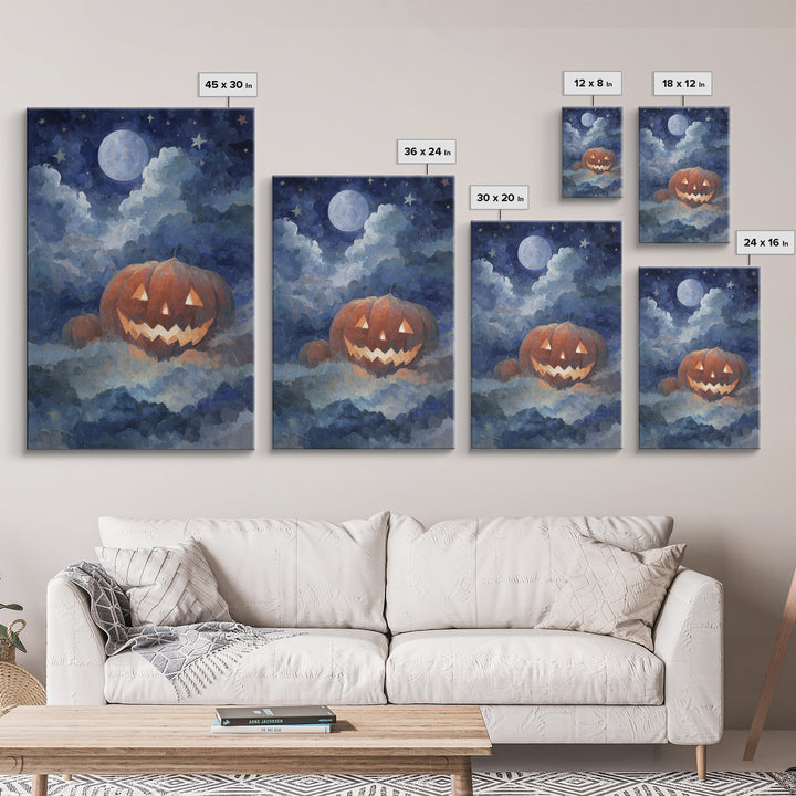 The Jack-O-Lantern Crown Jewels - Surreal Celestial Vision, Gothic Home Decor, Vertical Wall Art, Canvas Print, Halloween Home Decor
