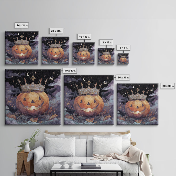 The Jack-O-Lantern Crown Jewels - Surreal Celestial Vision, Dark Fantasy Wall Art, Square Wall Art, Canvas Print, Halloween Home Decor