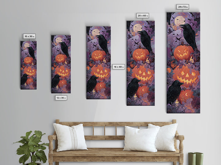 The Jack-O-Lantern Crown Jewels - Surreal Celestial Vision, Halloween Wall Art, Tall Narrow Wall Art, Framed Canvas Print, Gothic Wall Art
