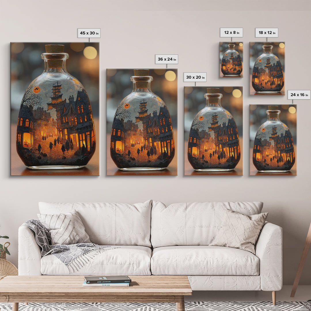 The Ghost Ship In A Bottle - Procession Scene, Gothic Home Decor, Vertical Wall Art, Canvas Print, Halloween Home Decor, Gothic Wall Art