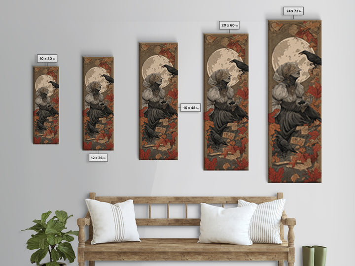 The Harvest Moon Tarot Reader - Icon Portrait, Dark Fantasy Wall Art, Tall Narrow Wall Art, Canvas Print, Halloween Home Decor