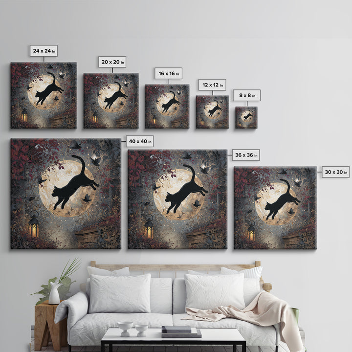 The Black Cat Constellation - Icon Portrait, Occult Wall Decor, Square Wall Art, Canvas Print, Halloween Home Decor, Gothic Wall Art