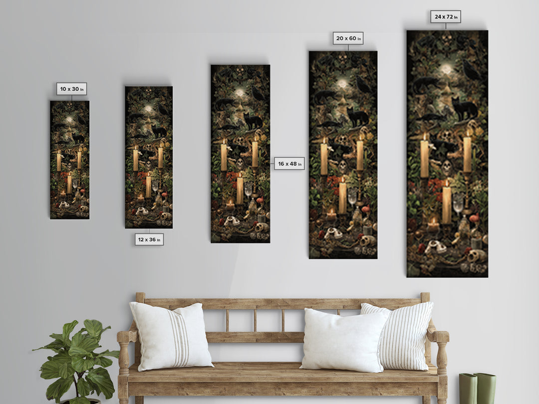 The Black Cat Constellation - Occult Still Life, Halloween Wall Art, Tall Narrow Wall Art, Framed Canvas Print, Halloween Home Decor