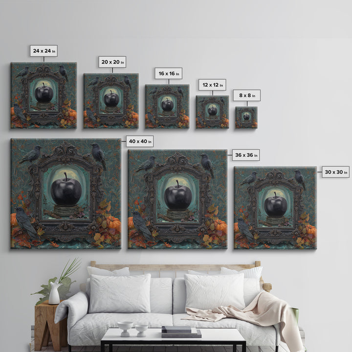 The Poison Apple Reliquary - Icon Portrait, Macabre Halloween Art, Square Wall Art, Framed Canvas Print, Halloween Home Decor